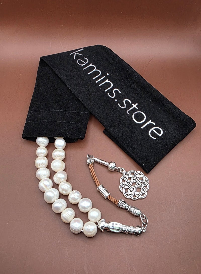 Kamins Collection Natural Pearl Tasbih With Arabic Tassel - Image 1